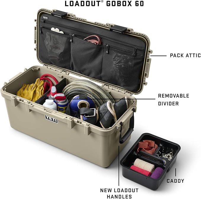 YETI LoadOut GoBox Collection, Divided Waterproof Cargo Case, Dry Box, Camera Case, Fishing Tackle Box