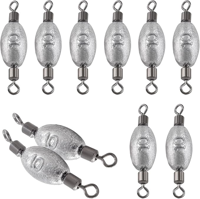 Hitefu Fish Weight Sinkers, Inline Weights Lead Fishing Weights Trolling Sinkers, Egg Sinkers for Bottom Fishing (3/8, 1/2, 3/4oz)