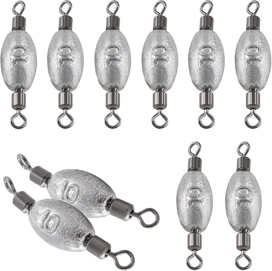 Hitefu Fish Weight Sinkers, Inline Weights Lead Fishing Weights Trolling Sinkers, Egg Sinkers for Bottom Fishing (3/8, 1/2, 3/4oz)