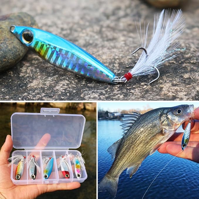 Sougayilang Jigs Fishing Lures Sinking Metal Spoons Micro Jigging Bait