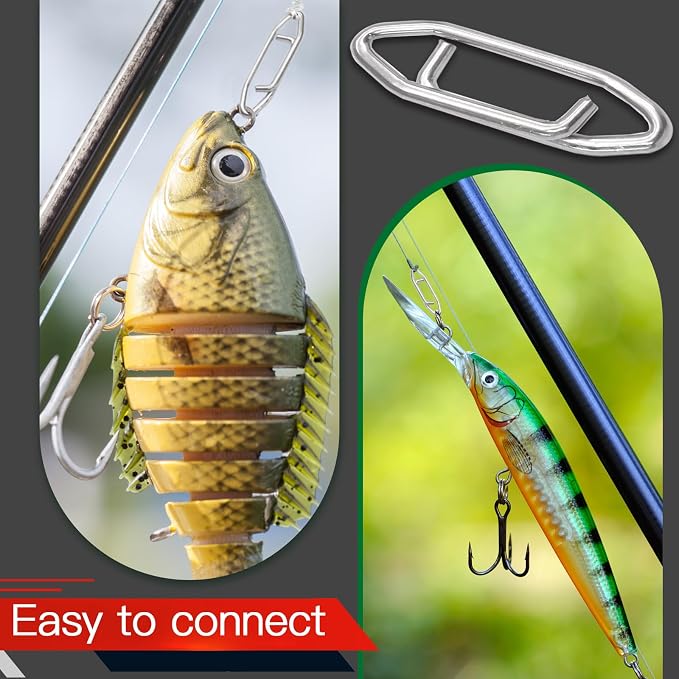 50Pcs Fishing Power Clips, Large High Strength Speed Snap Stainless Quick Change Clips Fast Fishing Lure Snap, Freshwater Saltwater Crankbait Clips Connector Tackle