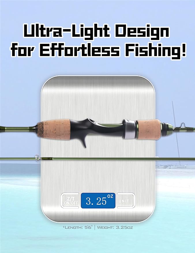 LITTMA Wild Streams Ultralight Spinning&Casting Trout Rod, 2-Piece Fishing Rod for Crappie, Panfish & Micro Fishing, Green Carbon Fiber Blank with Cork Handle, 5’6”/6’/6’6”/7’