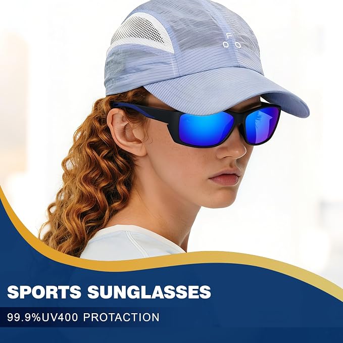 Polarized Sports Sunglasses for Men Women UV400 Protection Glasses Wrap Around Goggles for Driving Fishing Cycling