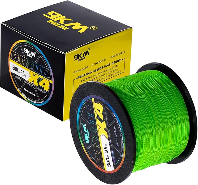9KM DWLIFE Braided Fishing Line 8LB-120LB Dyneema Fishing Line, Zero Stretch & Anti-Bite Coating for Freshwater/Saltwater Fishing 4/8 Strands