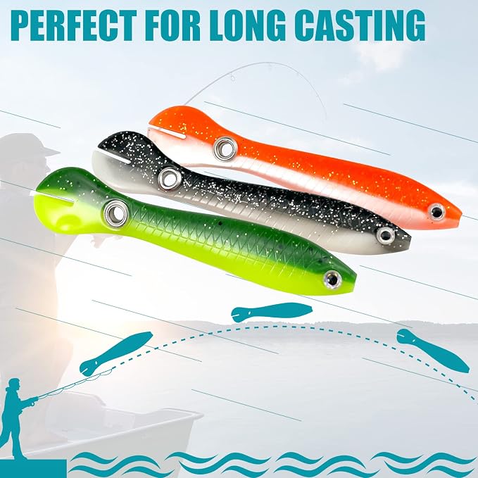 Soft Bionic Fishing Lure - 10 PCS Soft Plastic Swim Baits for Bass, Freshwater & Saltwater Top Water Fishing Lures