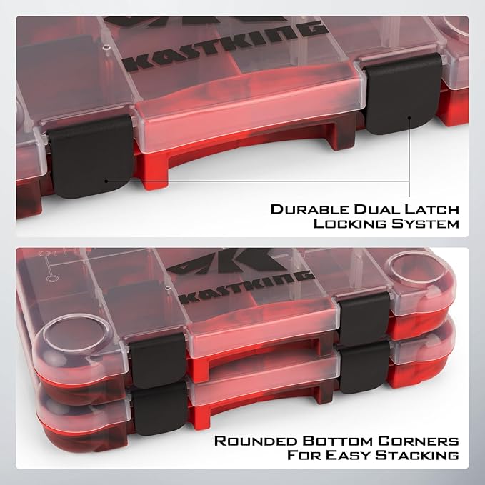 KastKing Tackle Boxes, Plastic Box, Plastic Storage Organizer Box with Removable Dividers - Fishing Tackle Storage - Box Organizer - 2 Packs /4 Packs Tackle Trays - Parts Box