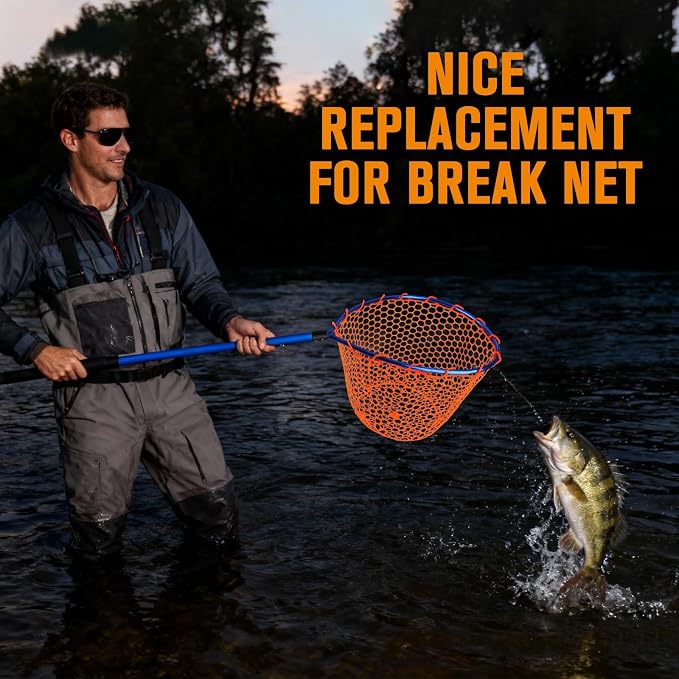Dovesun Rubber Fishing Net Replacement Netting Without Handle Clear Black Fishing Nets for Fish Fly Fish Landing Net Bag for Freshwater Saltwater Foldable Trout Net Rubber Mesh 5 Sizes White Black Red