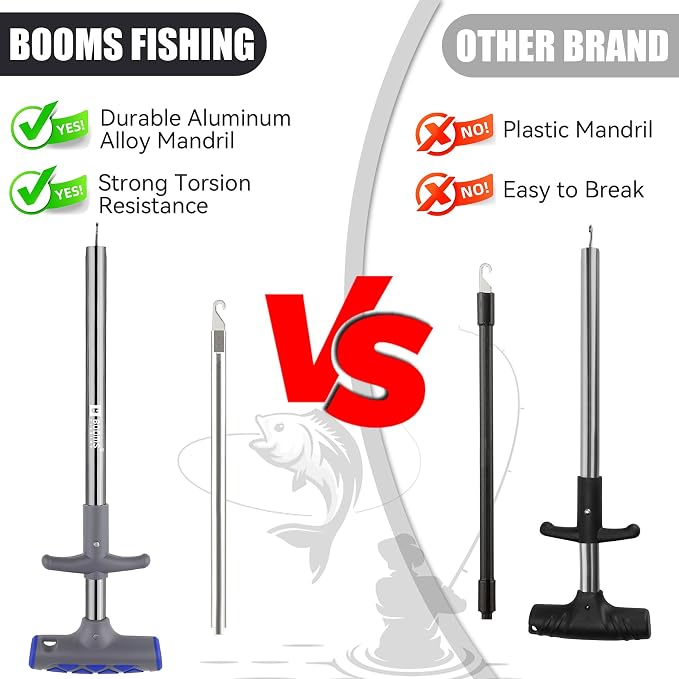 Booms Fishing Hook Remover Tool: 9.6" Squeeze-Out Fish Dehooker for Saltwater and Freshwater, Quick Release Aluminium Fish Hook Extractor with Lanyard, Fishing Tools for Men, XW20