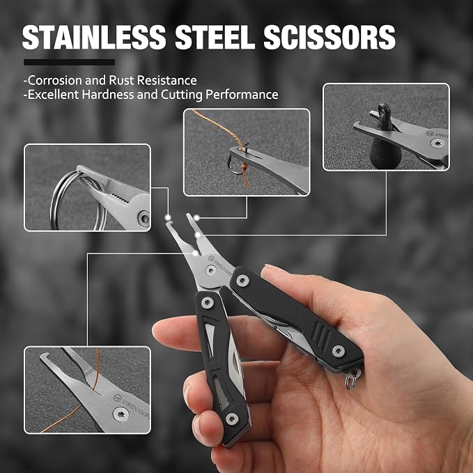 VIRENKNIFE Mini EDC Multitool,13-in-1 Stainless Steel Multi Tool Pliers with Pocket Knife,Bottle Opener，Screwdriver，Perfect for Camping, Outdoor and Everyday Use,Gifts for Men Dad（Black）