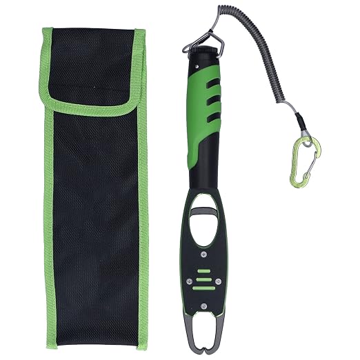 Night Cat Fish Lip Gripper with Scale, 2 in 1 Aluminum Alloy Fish Lip Grabber Professional Fishing Lip Gripper Tool Kit
