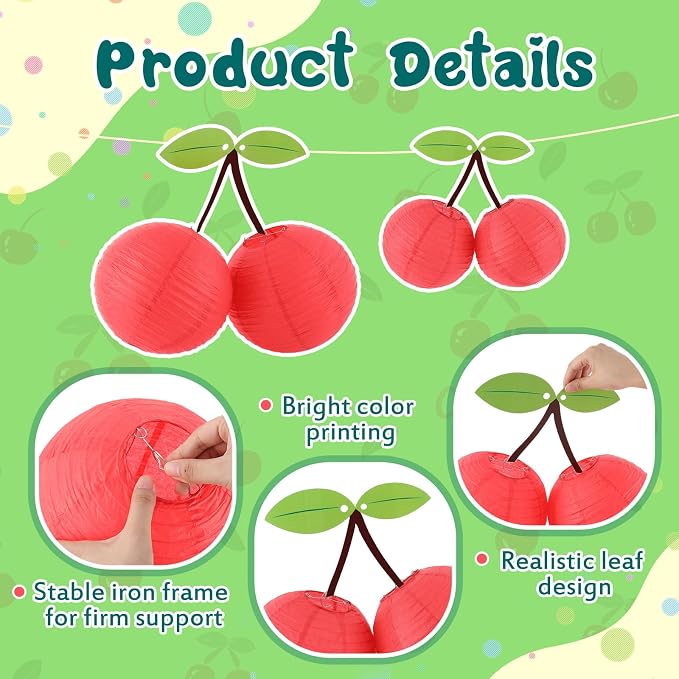 Hortsun 12 Pcs Paper Hanging Lanterns Birthday Decorations 12 Inch, 8 Inch Hanging Paper Lanterns for Party Decoration Supplies (Cherry)