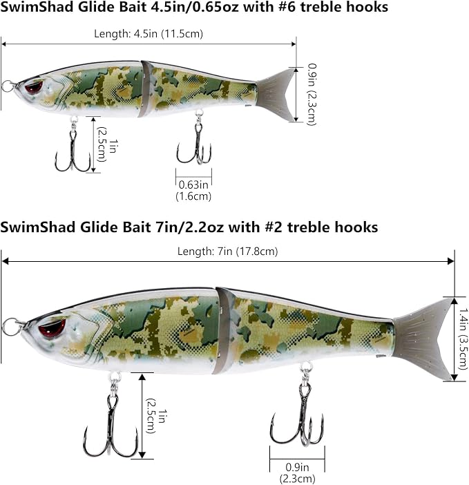Bassdash SwimShad Glide Baits Jointed Swimbait Bass Pike Salmon Trout Muskie Fishing Lure