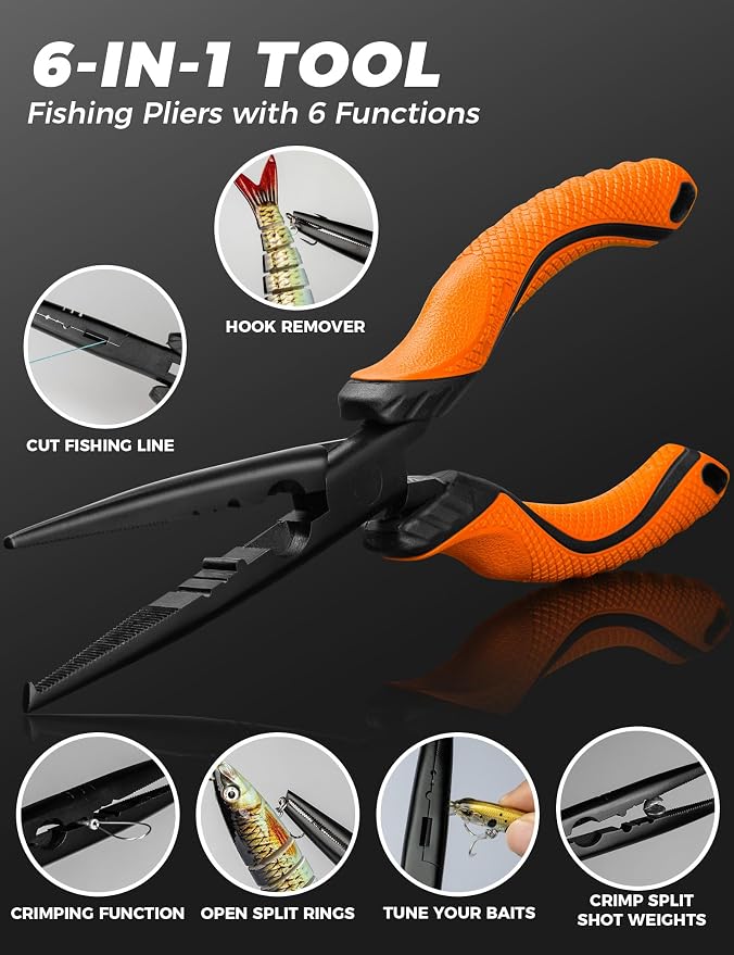 Fishing Tools Kit, Fishing Pliers,Fishing Scissors, Fishing Line Cutter for Braided Fishing Line,Fishing Gear with Lanyard