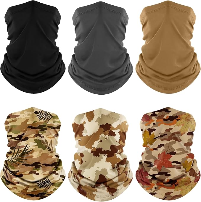Fuinloth Neck Gaiter, 6 Pack Cooling UV Protection Bandana Face Mask Gator Scarf for Men Women