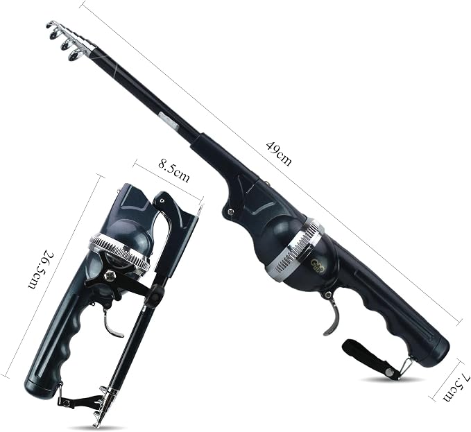 Telescopic Fishing Rod & Reel Combo – Ultra-Portable-Foldable Travel Fishing Pole Kit, Sturdy Fiberglass Build for Hiking, Backpacking, and Outdoor Adventures