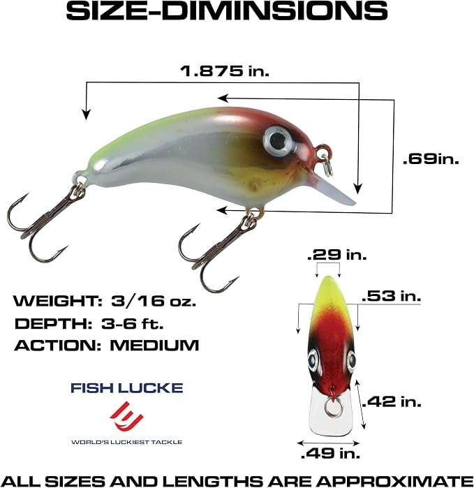 Luck E Strike Crappie Magic Crankbait (2 Inch Crappie Lure) Made in The USA