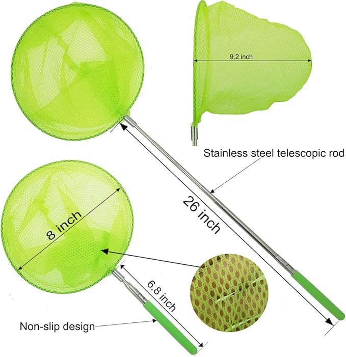 #1 M-jump 3 Pack Colored Telescopic Butterfly Nets - Great for Catching Insects Bugs Fishing - Outdoor Toy for Kids Playing - Extendable from 6.8" to 34"…