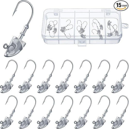 15 Pieces Swimbait Jig Head Lead Jig Head Bait Lead Weighted Hooks Spin Fish Jig Heads for Saltwater and Freshwater