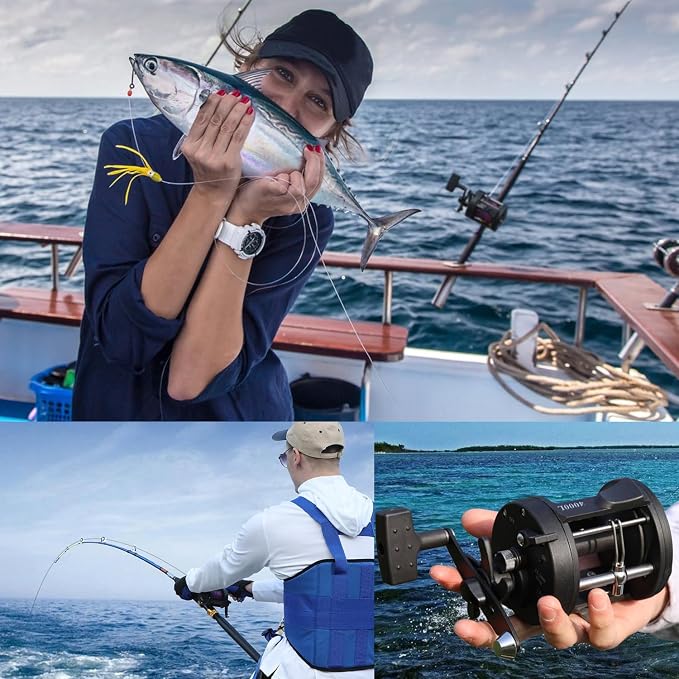 Sougayilang Conventional Reel – 27LB Max Drag,Saltwater Inshore Surf Trolling Reel for Catfish, Musky, Bass, Salmon/Steelhead, Striper – Heavy Duty Round Baitcasting Fishing Reel