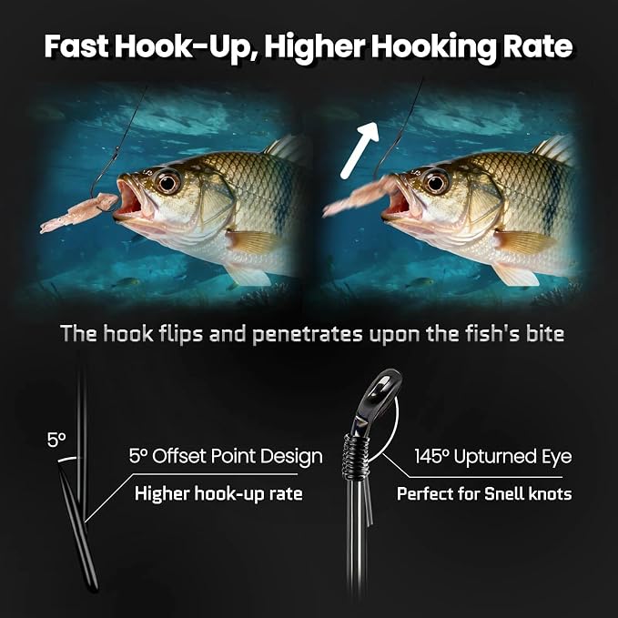 FishTrip 50/100/120/210 Pack Octopus Fishing Hooks - Offset Beak Circle Hooks for Fish Hooks Saltwater & Freshwater, Live Bait Fish Hook for Rigs Catfish, Bass Tuna, Walleye, Trout