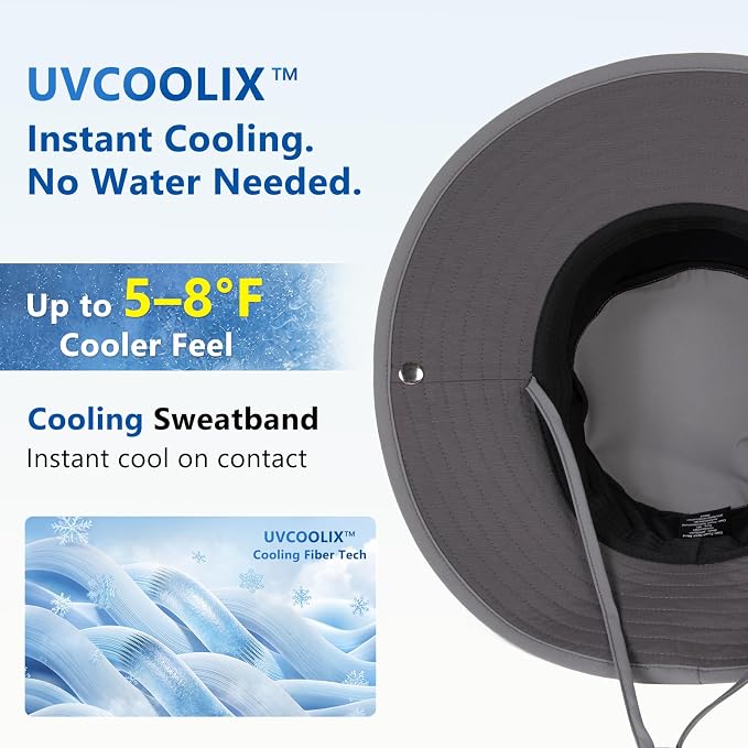 TOP-EX UVCoolix™ Cooling Sun Hat for Men Women UPF 50 Wide Brim Bucket Hat for Hiking, Fishing & Big Head - Cools Up 2 Hours
