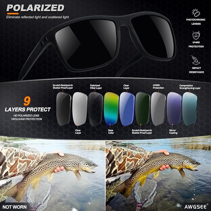 Polarized Sunglasses for Men, UV Protection Lightweight Sun Glasses for Driving Fishing Golf