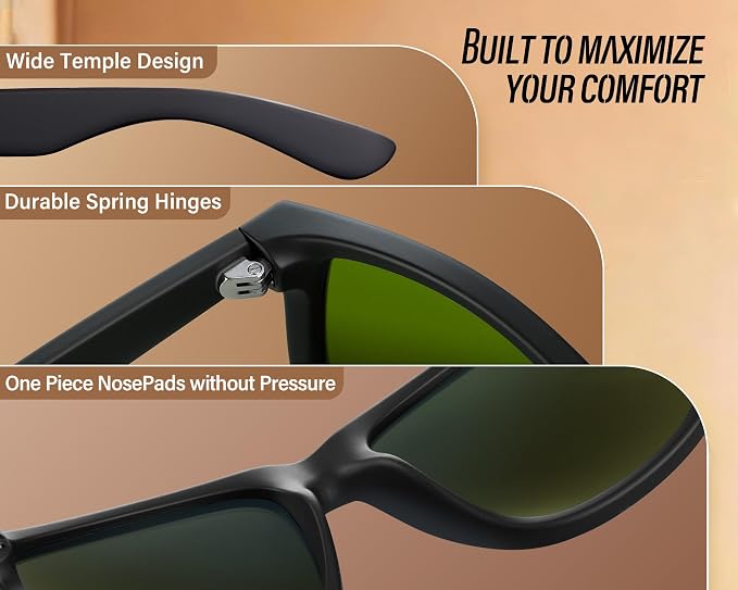 Polarized Sunglasses for Men & Women, Lightweight Driving Sunglasses for Fishing, Golf, Sports, UV400 Protection
