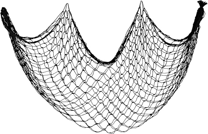 ZUEXT Decorative Fishing Net 80x40 Inch, Large Black Picture Fish Net, Wall Photo Hanging Fishnet for Nautical Mermaid Pirate Ocean Themed Hawaii Beach Under The Sea Party Decorations