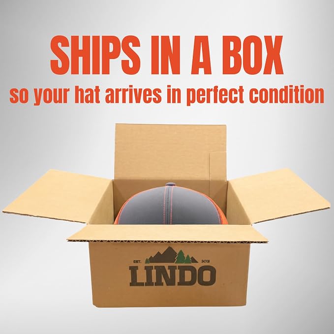 LINDO Trucker Hat [ Great Outdoors Design ] for Men and Women: Mid Profile Cap with Breathable Mesh Back and Adjustable Snap