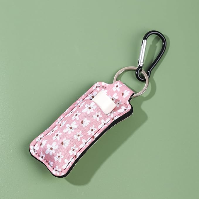 COOKOOKY Keychain Holder for Chapstick Lipstick Lip Gloss Cute Lip Balm Keychain Holder with Clip