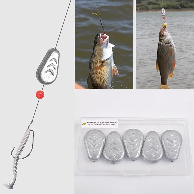 No Roll Sinker Fishing Weights No Snag Flat Inline Sinker Weights Slip Sinkers Weights for Surf Fishing Catfish Rigs Saltwater Freshwater