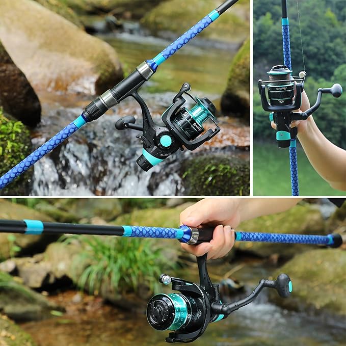Sougayilang 3 Piece Baitfeeder Combo Surf Fishing Rod Combo Medium/Heavy Travel Spinning Rod with 4000 Size Reel (9'/10'/11'/12')