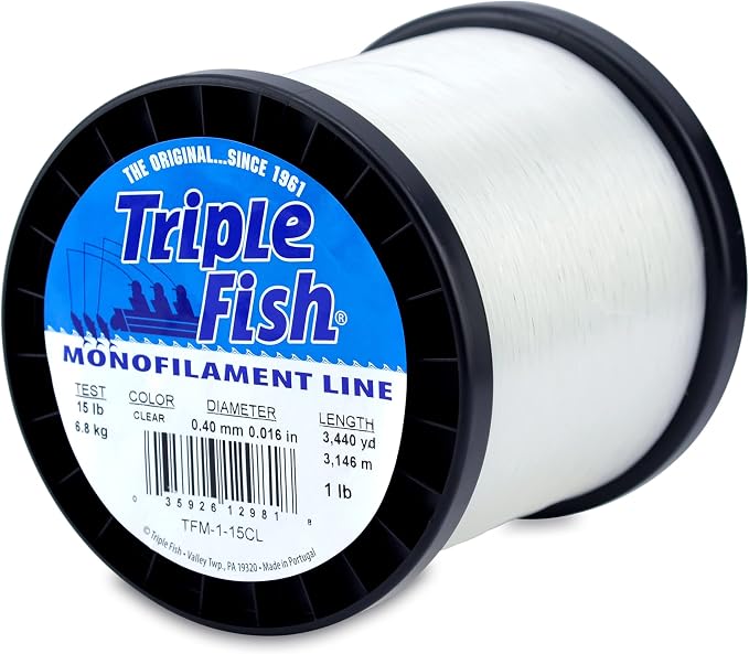 Triple Fish Monofilament Fishing Line - Strong Clear Pink Camo Color for Trolling, Bottom Fishing, Casting Main Line Catfish, Bass