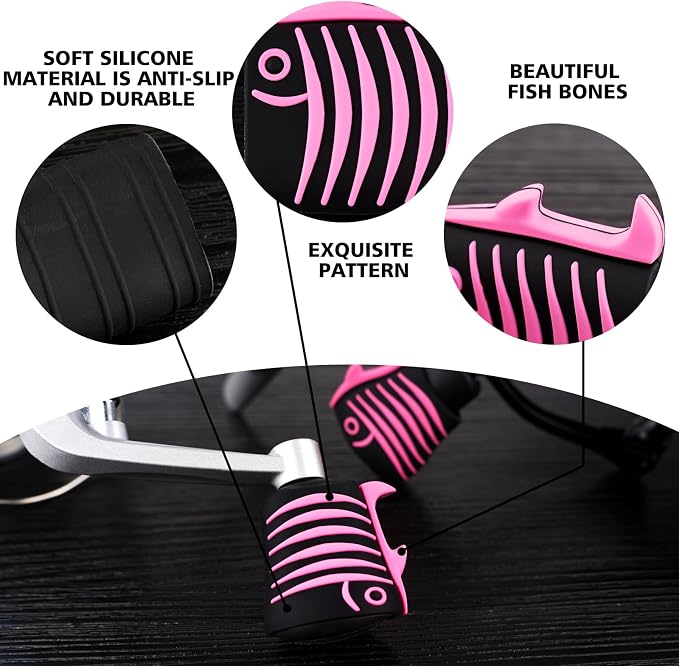 Fishing Reel Replacement Handle with Knob Covers, Spinning Casting Baitcaster Reel Grip Parts Universal Rocker Arm Non-Slip Rubber Sleeve