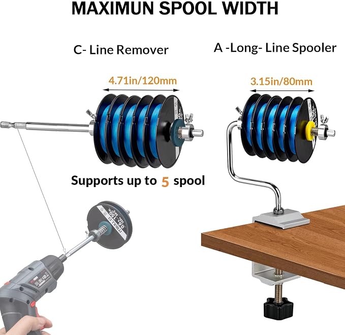 THKFISH Fishing Line Spooler Fishing Line Winder Spooler Fishing Accessories Adjustable Stable Portable Fishing Line Spooler/Fishing Line Remover