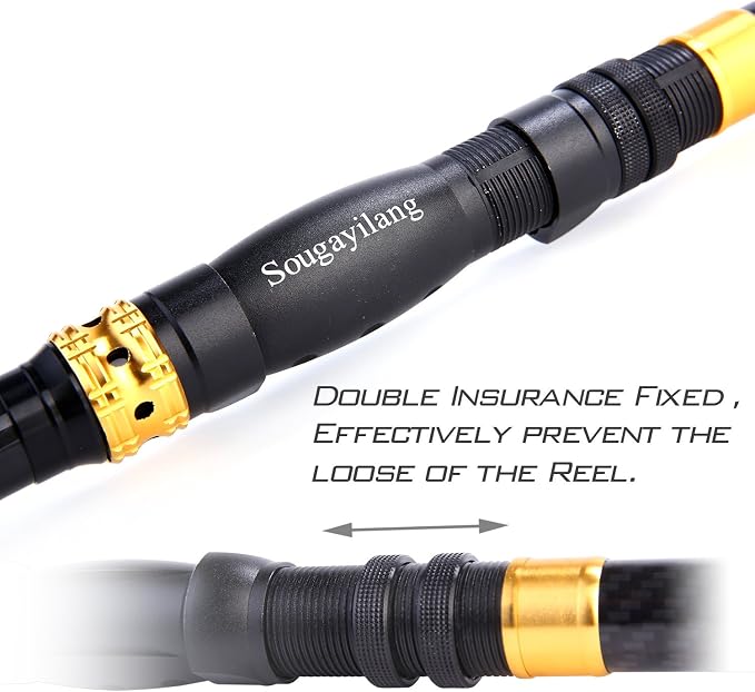 Sougayilang Telescopic Fishing Rod – 24 Ton Carbon Fiber Ultralight, Portable Retractable Handle, CNC Reel Seat, Stainless Steel Guides for Bass, Trout, Salmon, Panfish