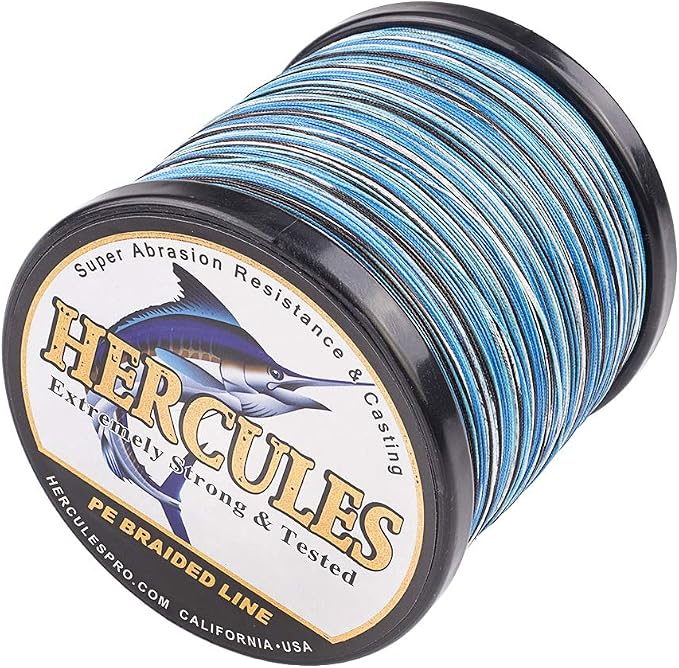 HERCULES Cost-Effective Super Cast 8 Strands Braided Fishing Line 10LB to 300LB Test for Salt-Water,109/328/547/1094 Yards(100M/300M/500M/1000M),Diam.#0.12MM-1.2MM,Hi-Grade Performance,Variety Colors