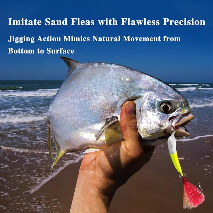 5 Pack Fishing Jig Heads, Swimbait Jigs Pompano Jigs with Teaser Hooks, Surf Fishing Jigs Saltwater Jig Heads Stand Up Jig High Carbon Steel O'Shaughnessy Hooks jigs