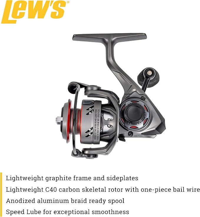 Lew's Speed Spin CRX Spinning Fishing Reel, 8+1 Bearings, Graphite Frame and Sideplate, Solid Brass Speed Gears, Speed Lube, Multi-Disc Drag