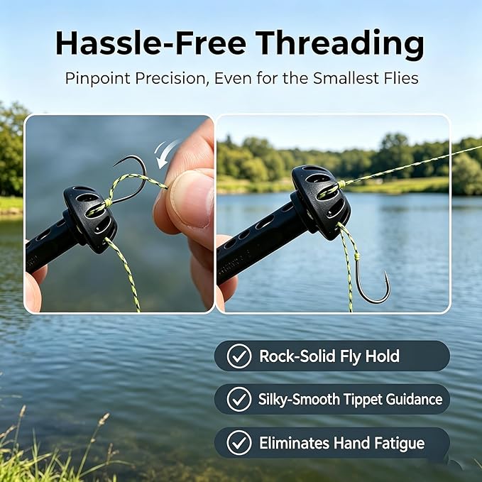 Fly Fishing Magnetic Fly Threader | On-Water Rigging Tool for Fast Knot Tying, Fits Most Hooks & Tippets