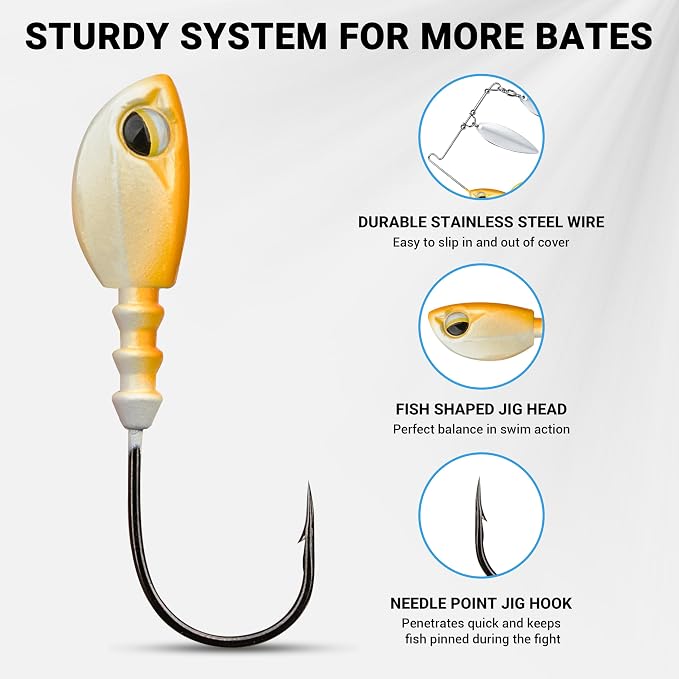 TRUSCEND Swim or Jig Fishing Spinner Baits for Freshwater and Saltwater, Rooster Tail Fishing Lures for Trout Bass Walleye Crappie Salmon Pike, Blade Bait with Copper Blade