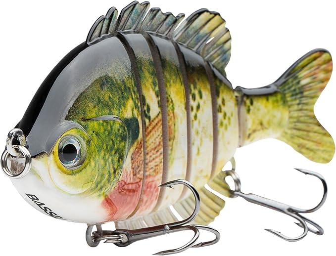 BASSDASH SwimPanfish Multi Jointed Panfish Bluegill Swimbaits Hard Topwater Bass Lures Fishing Lure Crank Saltwater 3.5in/0.85oz,Pack of 4