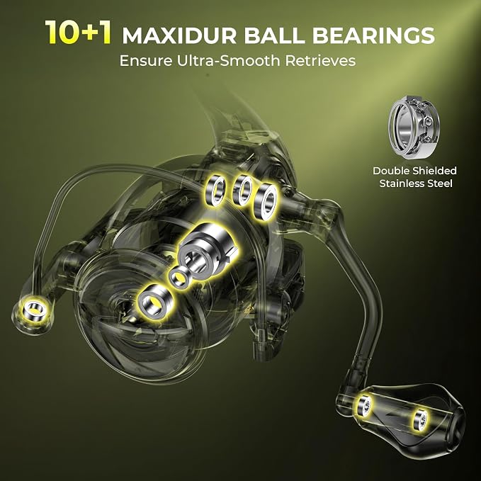 KastKing Sharky Spinning Reel – 5.2:1 & 6.2:1 Gear Ratios, Carbon Fiber Drag 33–39.5LB, 10+1 Stainless Bearings, Lightweight Nylitech Body, Oversize Shaft, for Saltwater & Freshwater