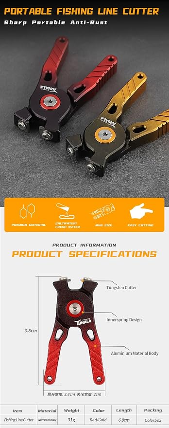 mpeter Tungsten Carbide Fishing Line Cutter Portable Mini Fishing line Clipper Nippers Quick Line Cutter Tungsten Alloy Fishing Tool