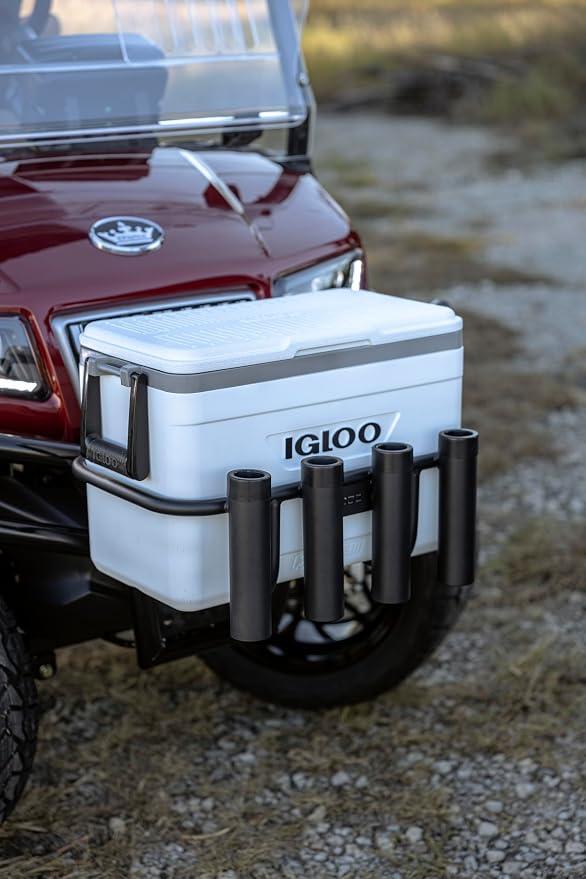 MODZ® Golf Cart Brush Guard Cooler Rack for IGLOO 25 Quart Cooler with Fishing Rod Holders