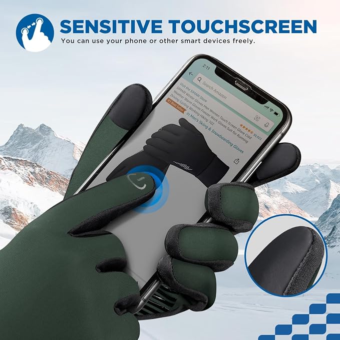 SIMARI Winter Gloves for Women Men - Cold Weather Thermal Touch Screen Ski Snow Glove Liners, Non-Slip Palm & Warm Fleece Lined, for Running Cycling Driving Hiking Walking Sports Outdoor Texting Work