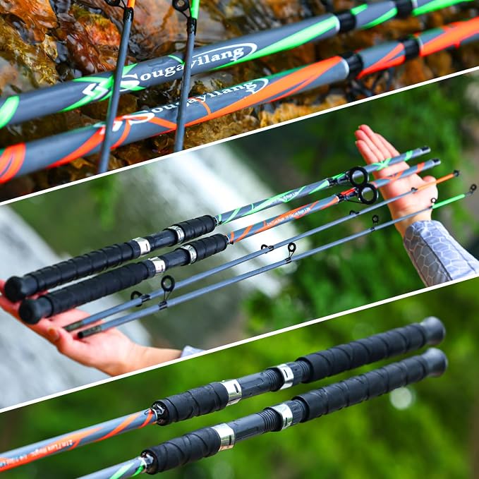 Sougayilang Spinning Rods, Strong Carbon&Glass Composite Fishing Pole with Stainless Steel Line Guides for Catfish- 7'0"