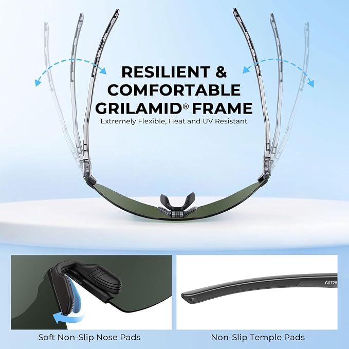 KastKing Nizini Polarized Sports Fishing Sunglasses, With PuriVex Protective Lens Coating, Rimless Wrap Design, Men Women