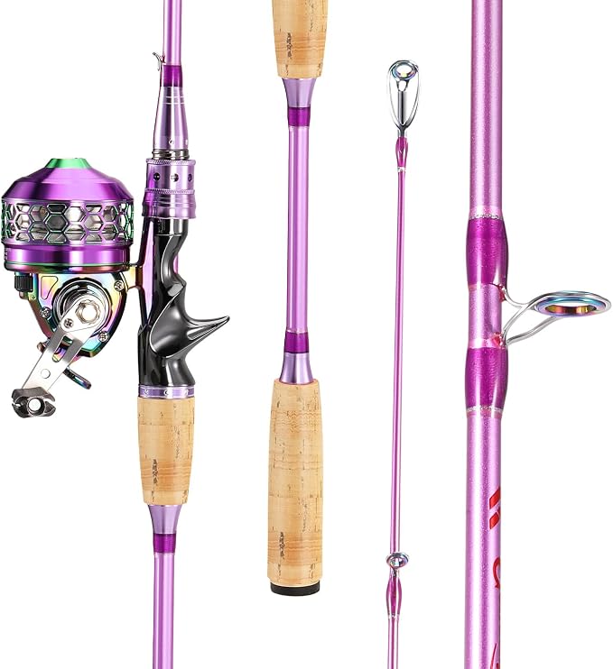 Souagyilang Spincast Fishing Rod Reel Combo,2 Pieces Medium Heavy Pole with Super Smooth Reel Trouble-Free Push-Button Bait Casting Design for Freshwater Bass Fishing
