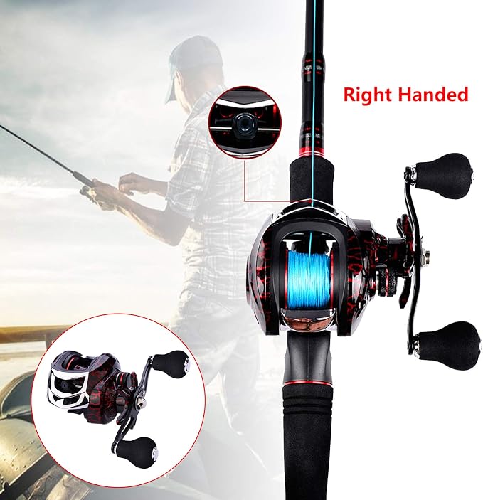 Baitcasting Reels, 7.1:1 Gear Ratio Ultra Smooth Aluminum Spinning Fishing Reel with 10 Magnetic Braking System, 22LB Carbon Fiber Drag, 18+1 Ball Bearings Anti-Corrosion Baitcaster Reel